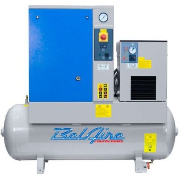 Quincy Compressor Belaire BR5503D, 5HP, Rotary Screw Comp, 60 Gal, Horizontal, 150 PSI, 16.6 CFM, 3-Phase 208-230/460V 4152011810